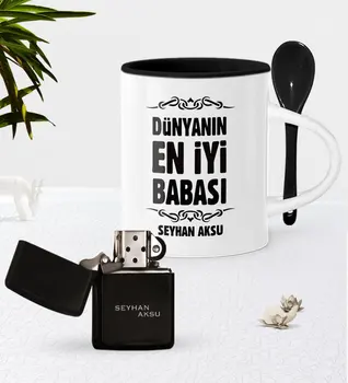 

Personalized World Best Father Black Spoon Mug Gasoline Lighter Seti-6