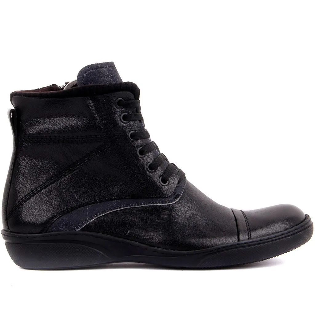 

Sail-Lakers Black Leather Zipper Male Boots