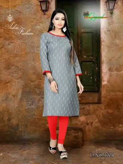 1004 Индийская традиционная Kurti 3 четверти рукав хлопковая куртка Болливуд дизайнерская Стильная туника с принтом Топ женское платье Повседневная праздничная одежда - Цвет: 1004