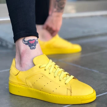 

BA0035 In Non-Genuine Leather Casual Base Yellow Sneakers Casual Men Shoes