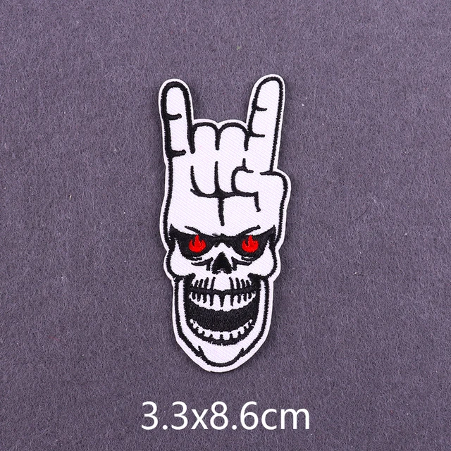 White Size 8.5*6.2 cm Rock Gesture Patches Badges Embroidered Appliques  Fabric Stickers for Jacket Sewing DIY Accessory - AliExpress