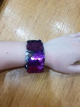Brillante brazalete de lentejuelas de Color de costura círculo pulsera bofetada para niños niñas para niños navidad regalo de joyas de fiesta