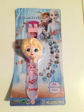 Disney-reloj de proyección 3D de dibujos animados para niños, 24 figuras con rompecabezas de concha de almeja, juguetes electrónicos de anime, regalos