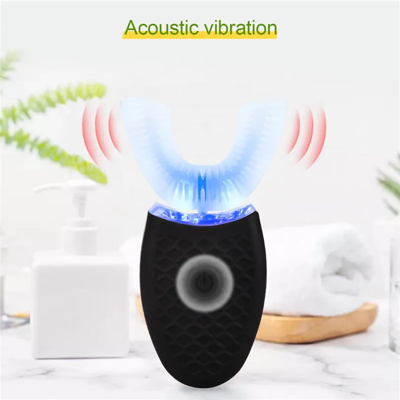 U Shaped Automatic Electric Toothbrush Ultrasonic Wave Nano Teeth Cleaner Waterproof Adult Silicone Toothbrush with Blue Light U Shaped Automatic Electric Toothbrush Ultrasonic Wave Nano Teeth Cleaner Waterproof Adult Silicone Toothbrush with Blue Light