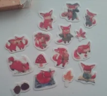 45 unids/pack de Fox zorro lindo y Hojas de arce de la etiqueta engomada de papel artesanías adhesivas palo etiqueta de la computadora portátil DIY decoración niños regalo de papelería