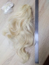 Extensiones de Cabello para mujer, coletas con ondas, 14 pulgadas, pelo sintético Rubio, extensión Natural