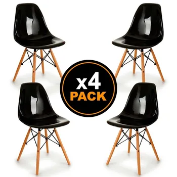 

Set of 4 Chairs Kiara Transparent design. Body polystyrene, Steel Legs with Wood Finishes