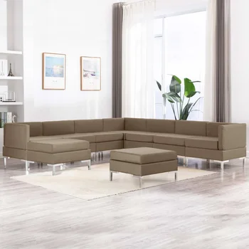 

9 PCs brown fabric sofa Set sofa