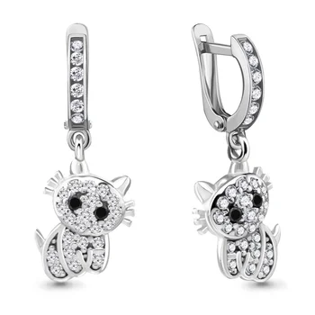 

Children's aquamarine earrings with cubic zirconia, nanocrystal, 925 silver
