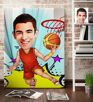 

Personalized Men Basketball Player Cartoon Canvas Table (70x100 cm.) 1