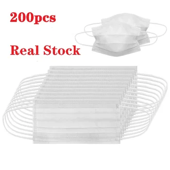 

200Pcs High Quality 3-Layers Masks Disposable Face Mouth Masks Dust-Proof Personal Protective Face Mask White Ear Loop Wholesale