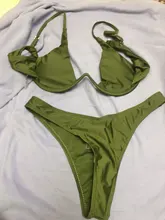 Female Swimsuit Bikini-Set Wire Two-Piece Neon Green V-Shape Women K439 V-Bar