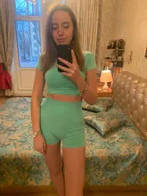 Gym Clothing Shirt Sportswear Short-Sleeve Yoga-Suit Crop-Top Workout-Shorts Seamless