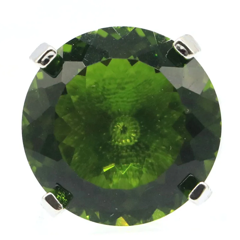 20x20 мм Deluxe Created 20 Green Peridot женские серебряные кольца для изготовления ювелирных