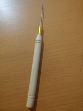 Aguja de ganchillo con mango de madera para atar microanillos, 1 unids/lote, aguja de bucle para utensilios para extensiones de cabello