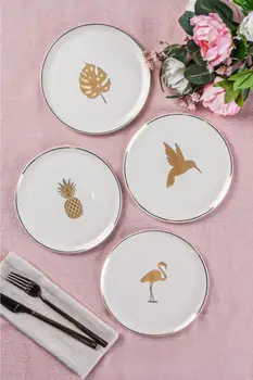 

7.0 Inch 4 pcs Porland Porcelain Breakfast Exotic Service Plate White Pizza Steak Dinner Dessert Food Tray dinnerware