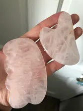 Gua sha-Tabla de piedra de Jade Natural, masajeador de cuarzo rosa, placa Guasha, rascador facial, herramientas para cara, cuello y espalda