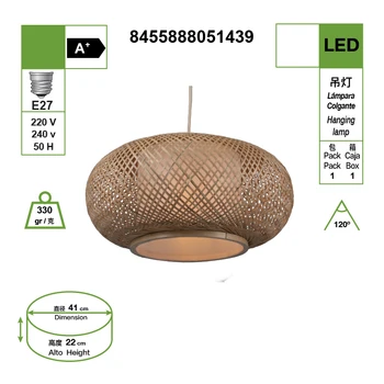 

ART WOVEN bamboo Spider, lamp holder E27, 100 CM, adjustable pendant height, suitable for home decoration, restaurant