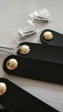 Tiradores de cajón de armario con mango de cuero de 128mm, manija para gabinete de cocina, pomos de puerta negra y tiradores para mobiliario