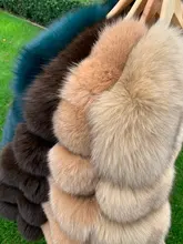 De invierno de la moda de cuero cálida capa natural abrigo de piel de zorro chaqueta de piel auténtica de zorro de invierno grueso abrigo cálido