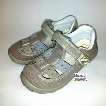 

Sandals color canvas taupé with velcro, Lonettes Dobsons.com for kids