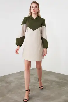 

Trendyol Cream With Color Block Lacing Detail Dress TWOAW21EL0569