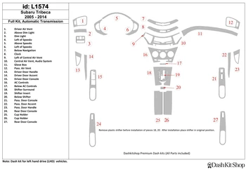 

Interior trim for Subaru Tribeca 2006-UP. Set L1574.