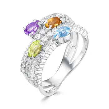 

Silver ring with Topaz and amethyst