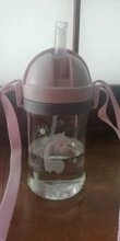 Botella de paja de agua potable con dibujos de animales para niños, Bola de gravedad, taza de bebé con correa para el hombro