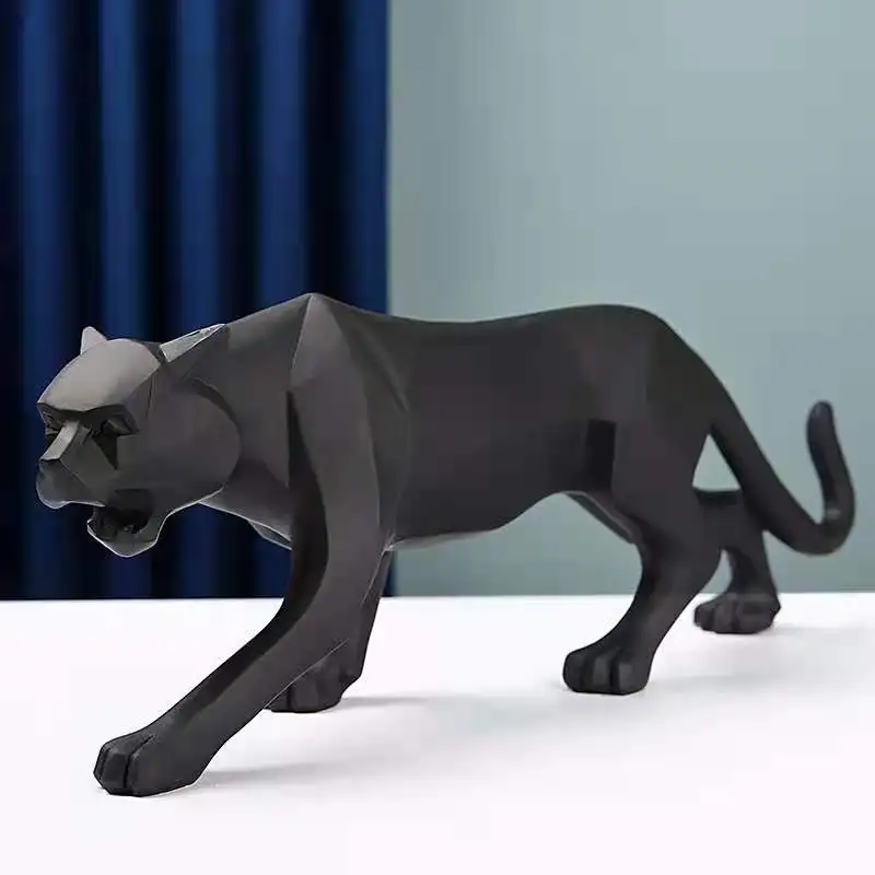 4 색 기하학적 표범 현대 추상 동상과 조각 동물 인형 인테리어 장식 장식품 공예 선물 