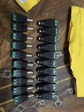 Adaptador de enchufe macho para CCTV, luz LED de un solo color, 12V, 2,1x5,5mm, cc, 10 uds.