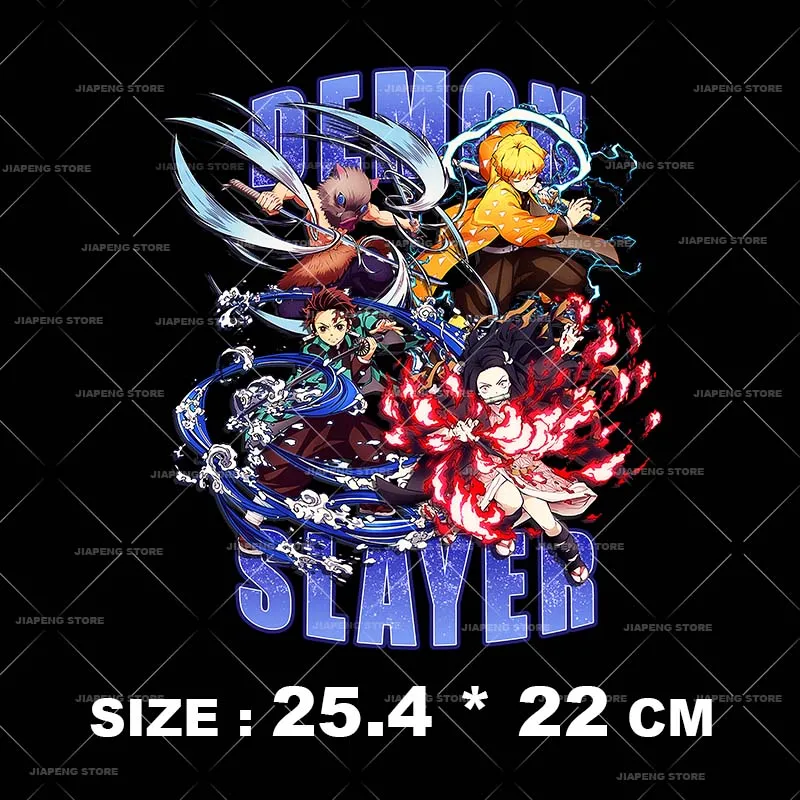 Anime Demon Slayer Patches Iron On Heat Transfers For Clothes Nezuko Washable Thermal Transfers Sticker On T-shirt Applique DIY 