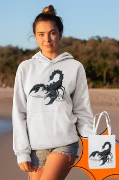 

Angemiel Wear Scorpion White Women 'S Hooded Sweatshirt Bags Kombin