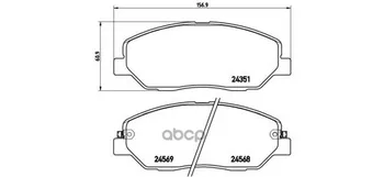 

Brake disc pads front. Hyundai Genesis (BH) 01/08-12/15 / Hyundai Grand Santa F 01/13-brembo art. p30036