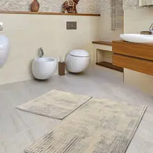 Коврики для ванной нескользящие Противоскользящие коврики Нескользящие льняные хлопковые серые Flosl 2'Li набор 60X100 cm-50X60 см