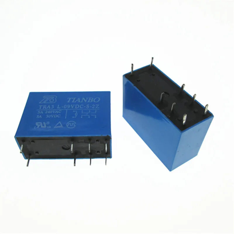 2 pieces Power Relay Coil 9VDC 9V DPDT 240VAC 24VDC Contact Rating 5A