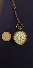 Reloj de bolsillo romano de bronce para hombre, colgante de cadena de cuarzo con números antiguos, 88 TT @ 88