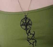 Collar de cadena con colgante de cabeza de cabra y calavera, joyería Vintage, pentagrama, hombre y mujer