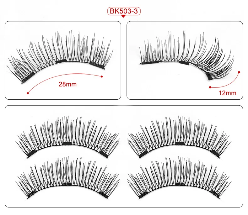Три магнита Накладные ресницы ручной работы естественно реалистичные быстро паста повторное использование 3D Магнитные накладные ресницы