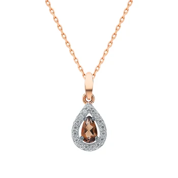 

Gold pendant with раухтопазами and cubic zirconia sunlight sample 585