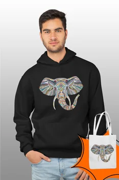 

Angemiel Wear Colorful Elephant Black Male Hooded Sweatshirt Bags Kombin