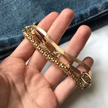 Uds.-Conjunto de pulsera de cadena gruesa grande de Metal pesado Punk para mujer, brazaletes de cadena giratoria de Metal Retro geométrico