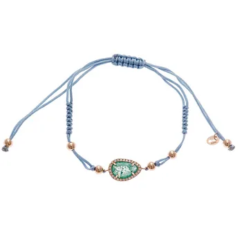 

Chain bracelet with Rose Gold Plated And Cubic Zirconia Green Silver Crack