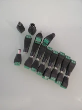 5 Juegos de 10 Uds. De cámaras, 2,1mm x 5,5mm, adaptador de enchufe hembra y macho, toma de corriente continua, color verde