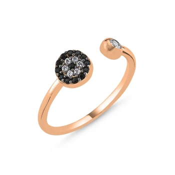 

KUTAYDAN Society Eye Zircon Cubic Zirconia Round Adjustable Ring 925 Sterling Silver