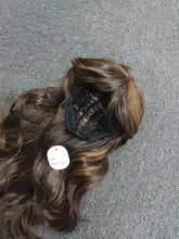 ALAN EATON-Peluca de cabello sintético para mujer afroamericana, cabellera artificial largo ondulado con flequillo, color negro, marrón y dorado, resistente al calor