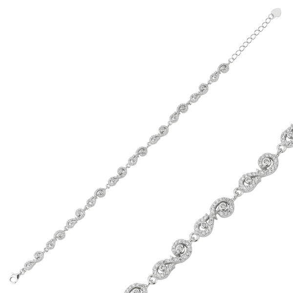 Серебряный 925 пробы браслет с цирконием