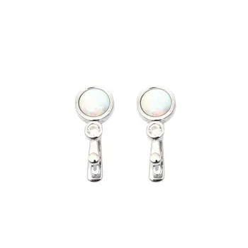 

Dainty White Opal Minimal Earrings 925 Sterling Silver