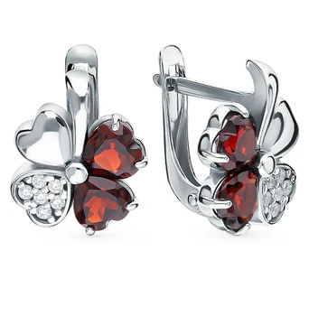 

Silver earrings with cubic zirconia and Garnet sunlight sample 925