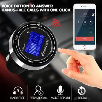 

Portable Car FM Transmitter Handsfree Bluetooth Audio BT06 MP3 Dual USB Stereo Receiver Music FM Adapter